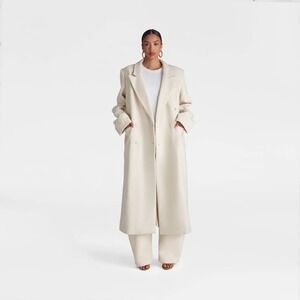 KBB by KAHLANA x Target Women's S / Small The Maxi Coat Cream, Melton, Wool NWT!